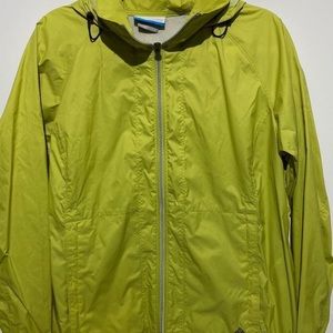 Columbia Men's Full Zip Waterproof Long Sleeve Apple Green Hooded Raincoat Size